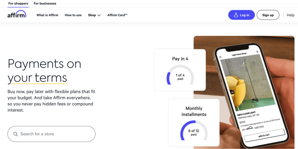 Affirm - Buy Now Pay later option