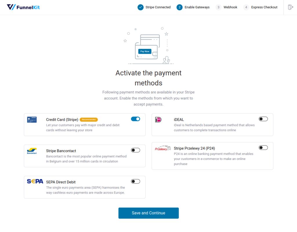 activate payment methods for woocommerce stripe