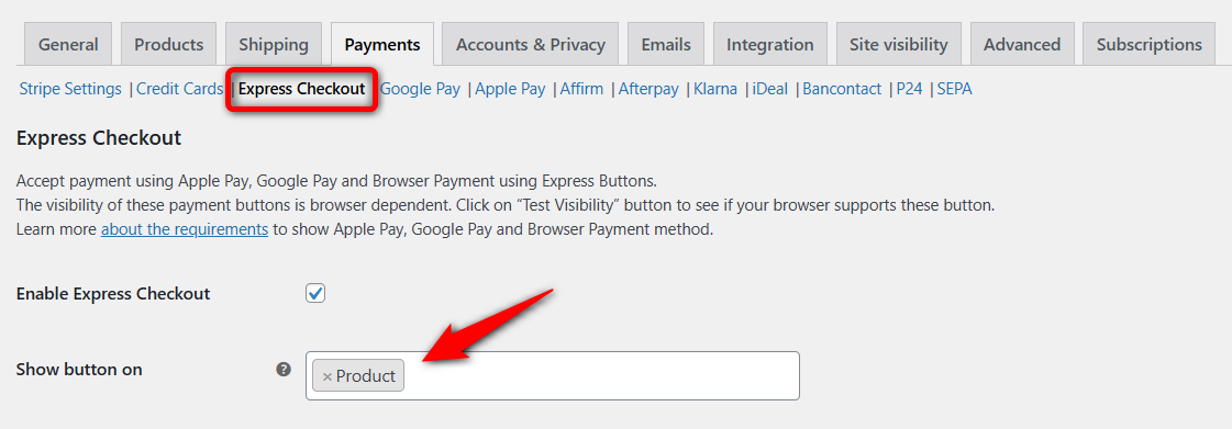 Add express checkout to woocommerce product page 