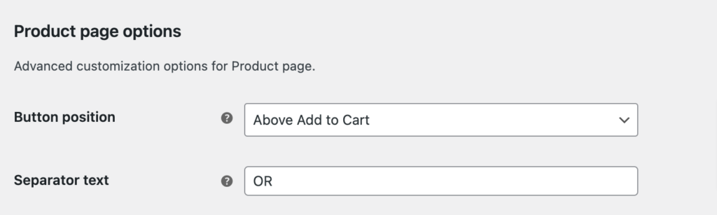 product page options for woocommerce stripe payments