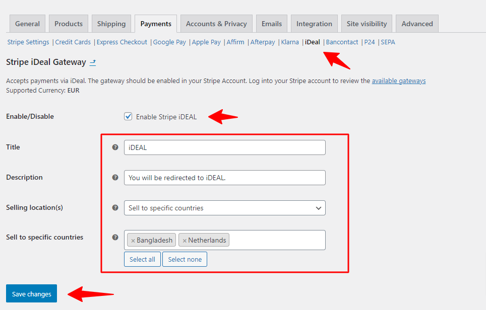 enable local payment options 